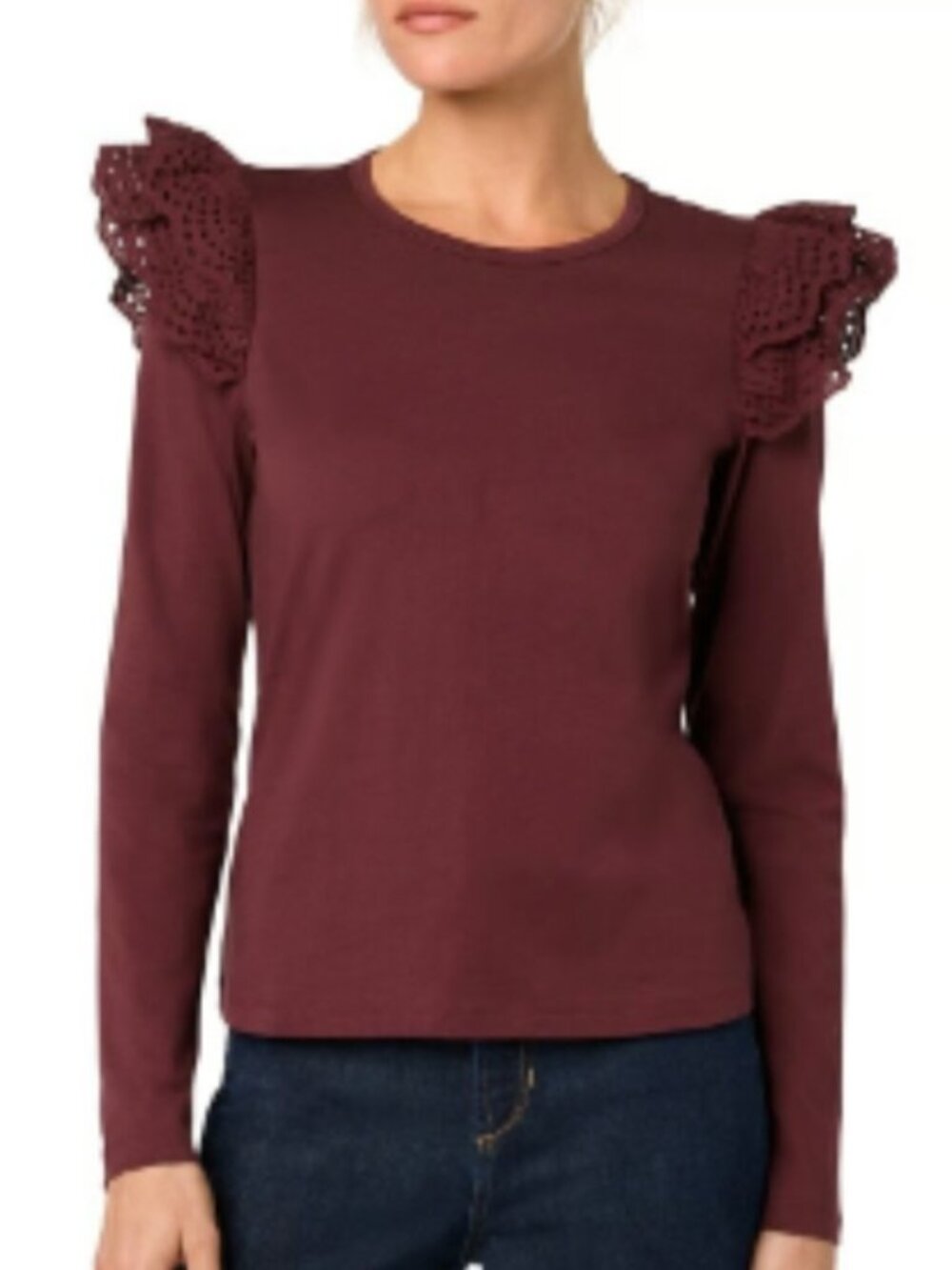 EUC Joe's Jeans Eyelet Flutter Sleeve Top, Sz - Lg